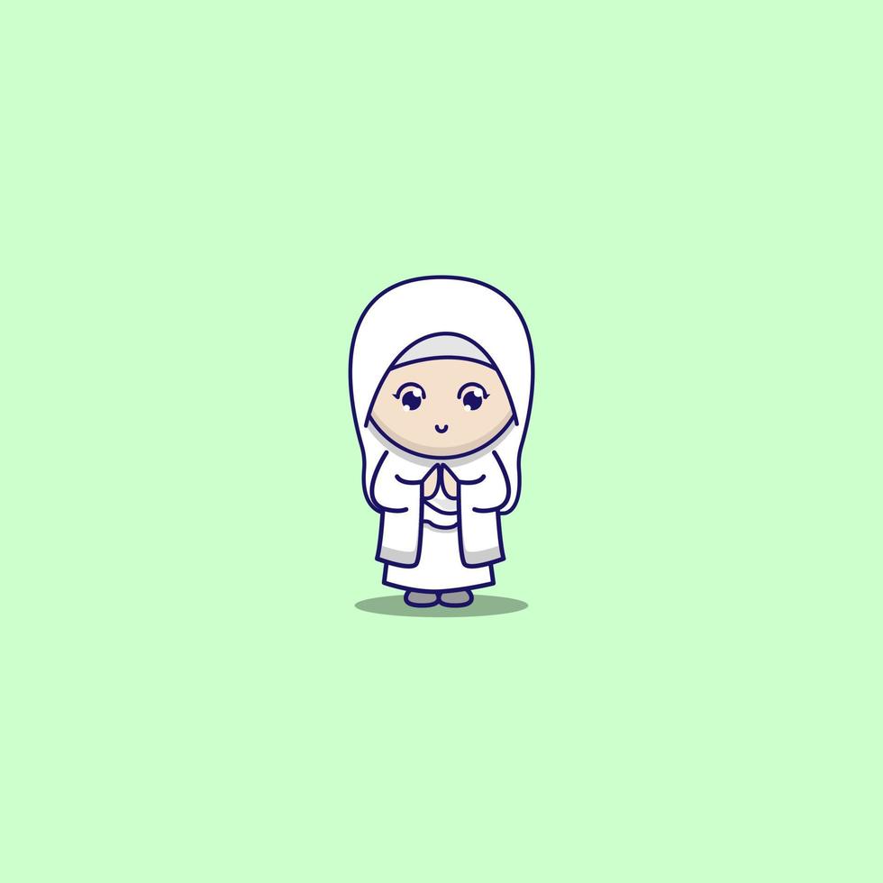 cute girl goes for umrah vector