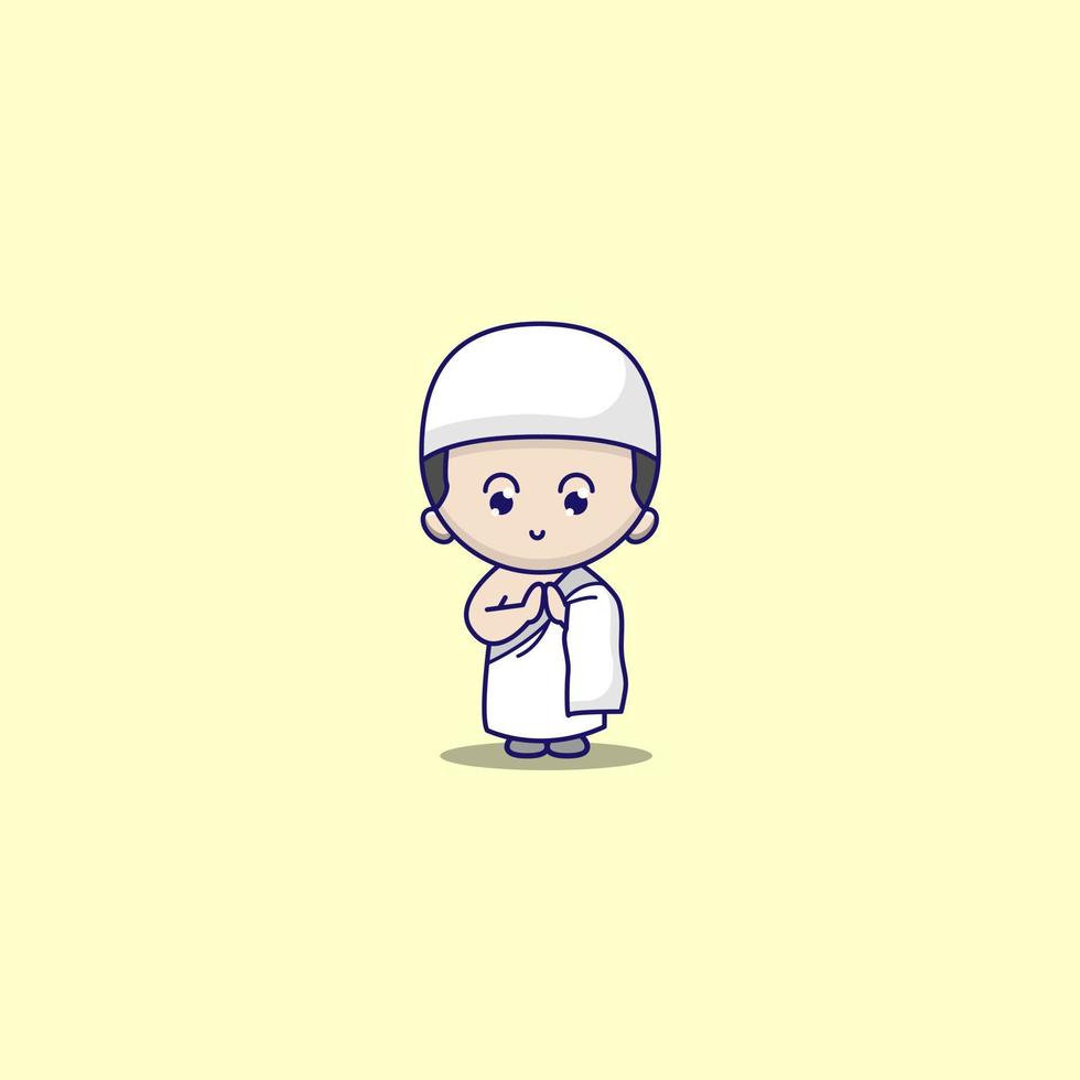 cute boy goes for umrah vector