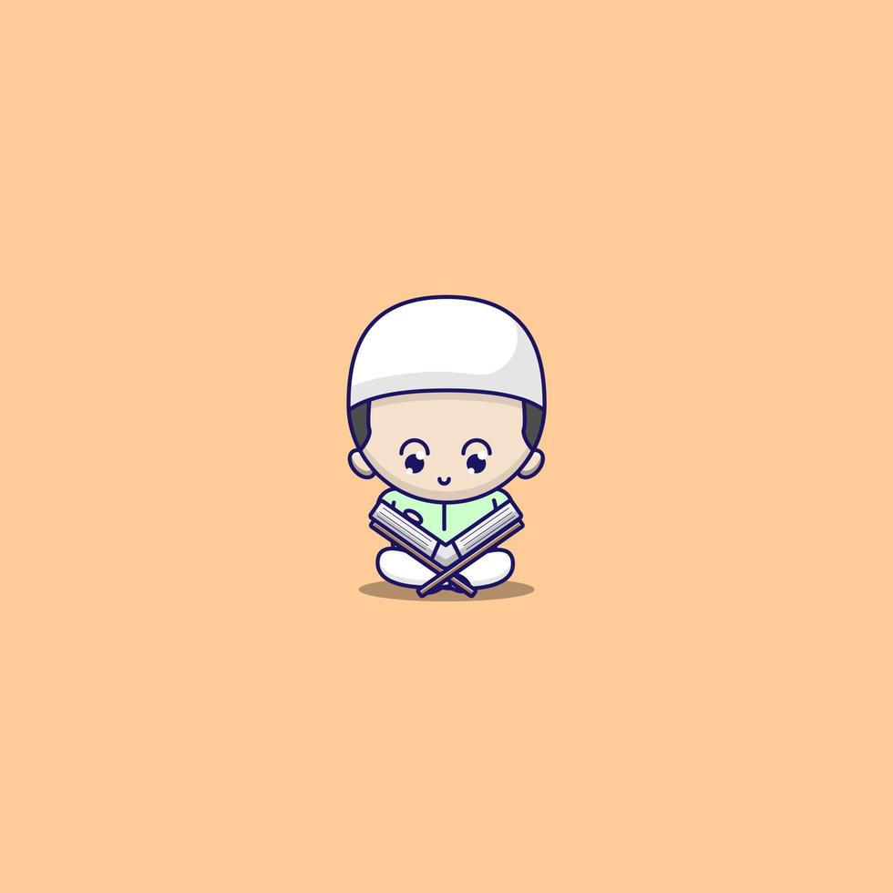 Muslim boy reciting the Qur'an vector