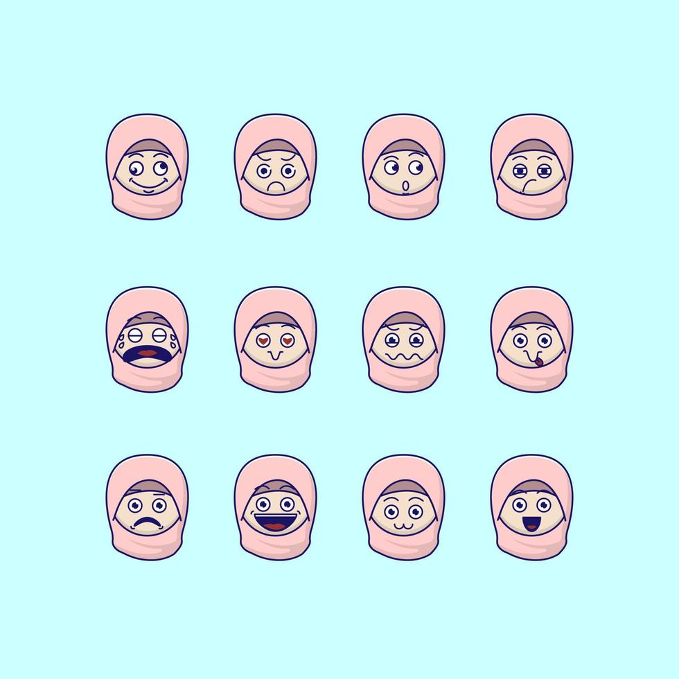 Muslim girl emoticon vector