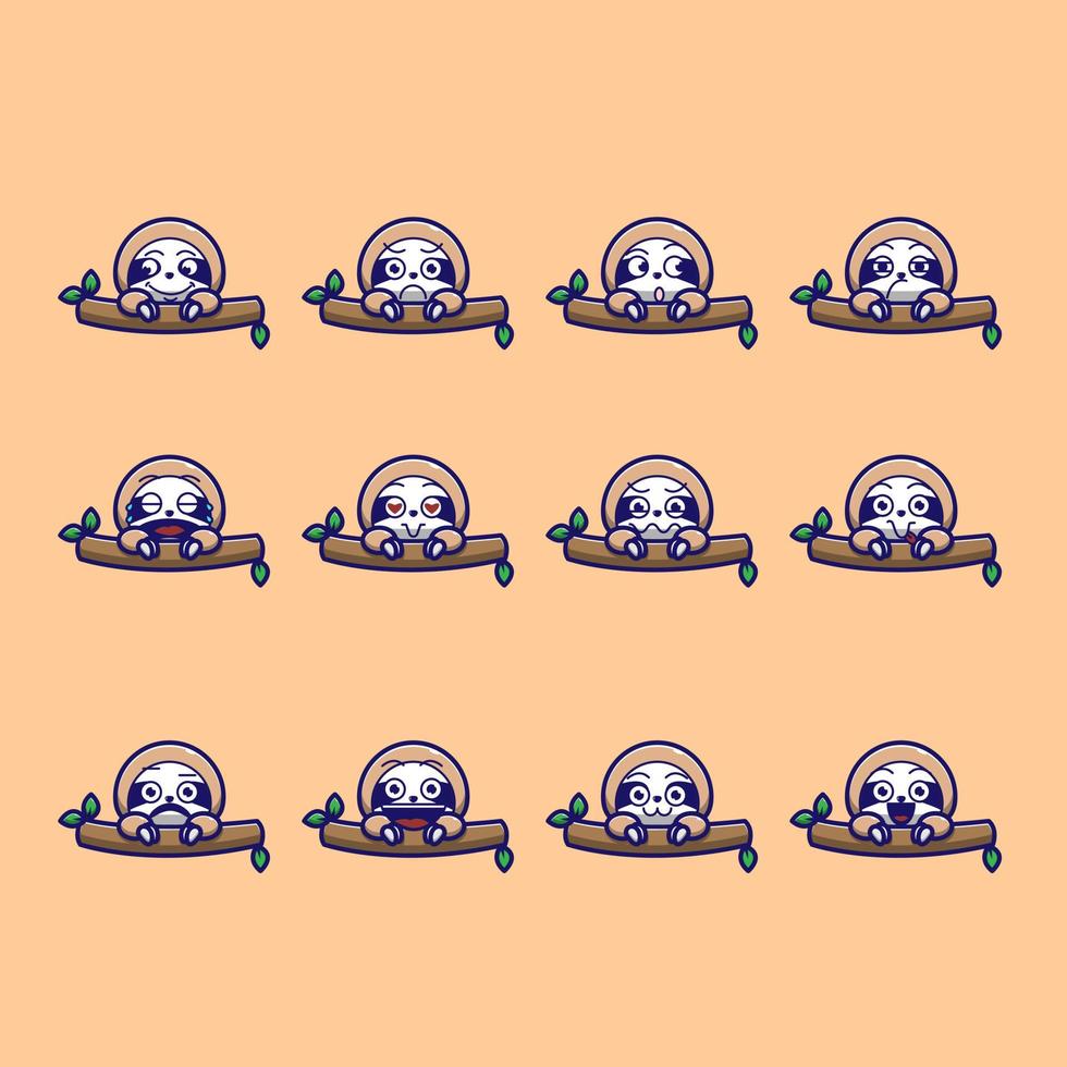 cute sloth emoticon vector