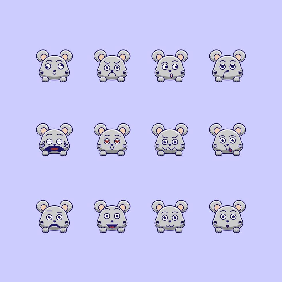 cute mouse emoticon emoji bundle vector