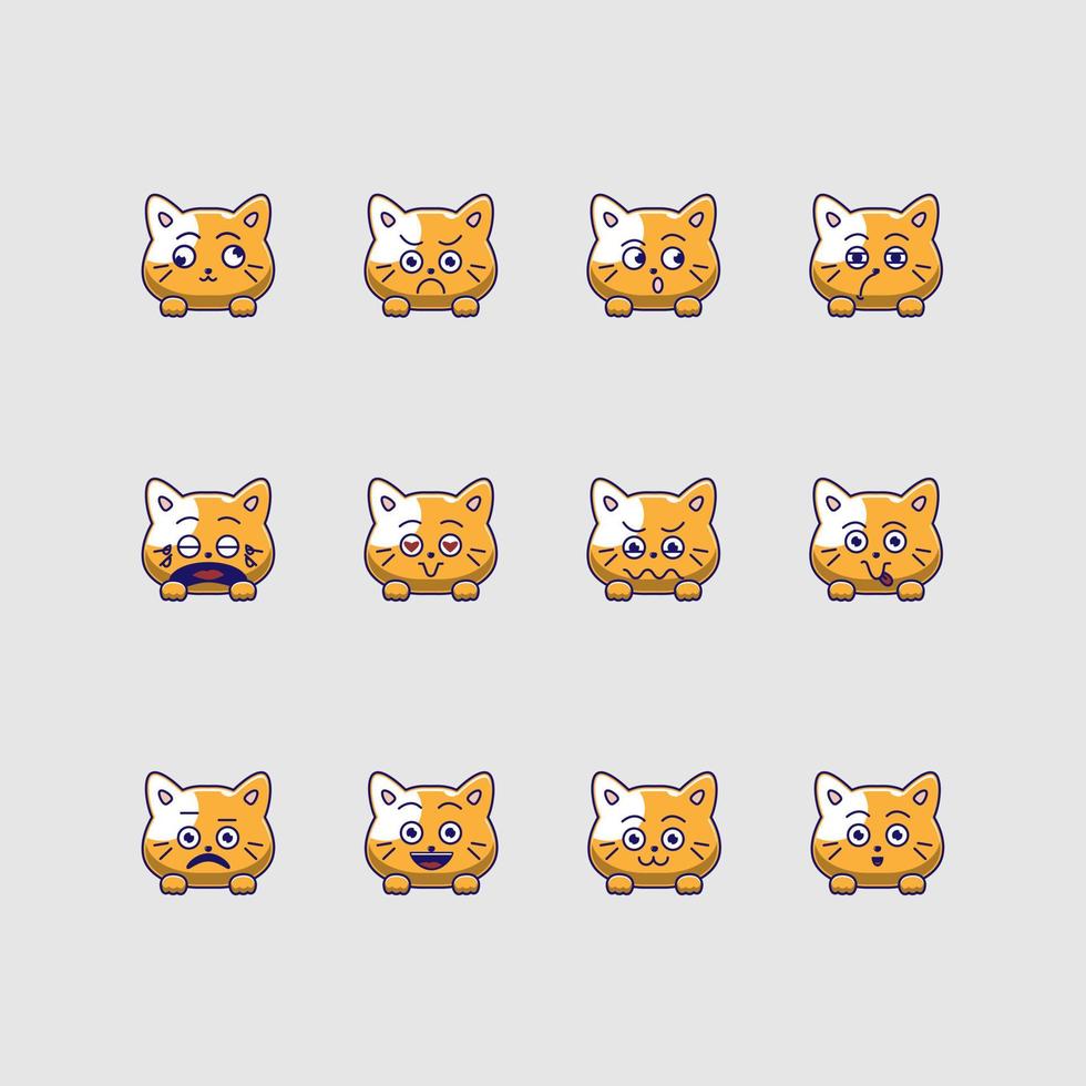 cute cat emoticon emoji bundle vector