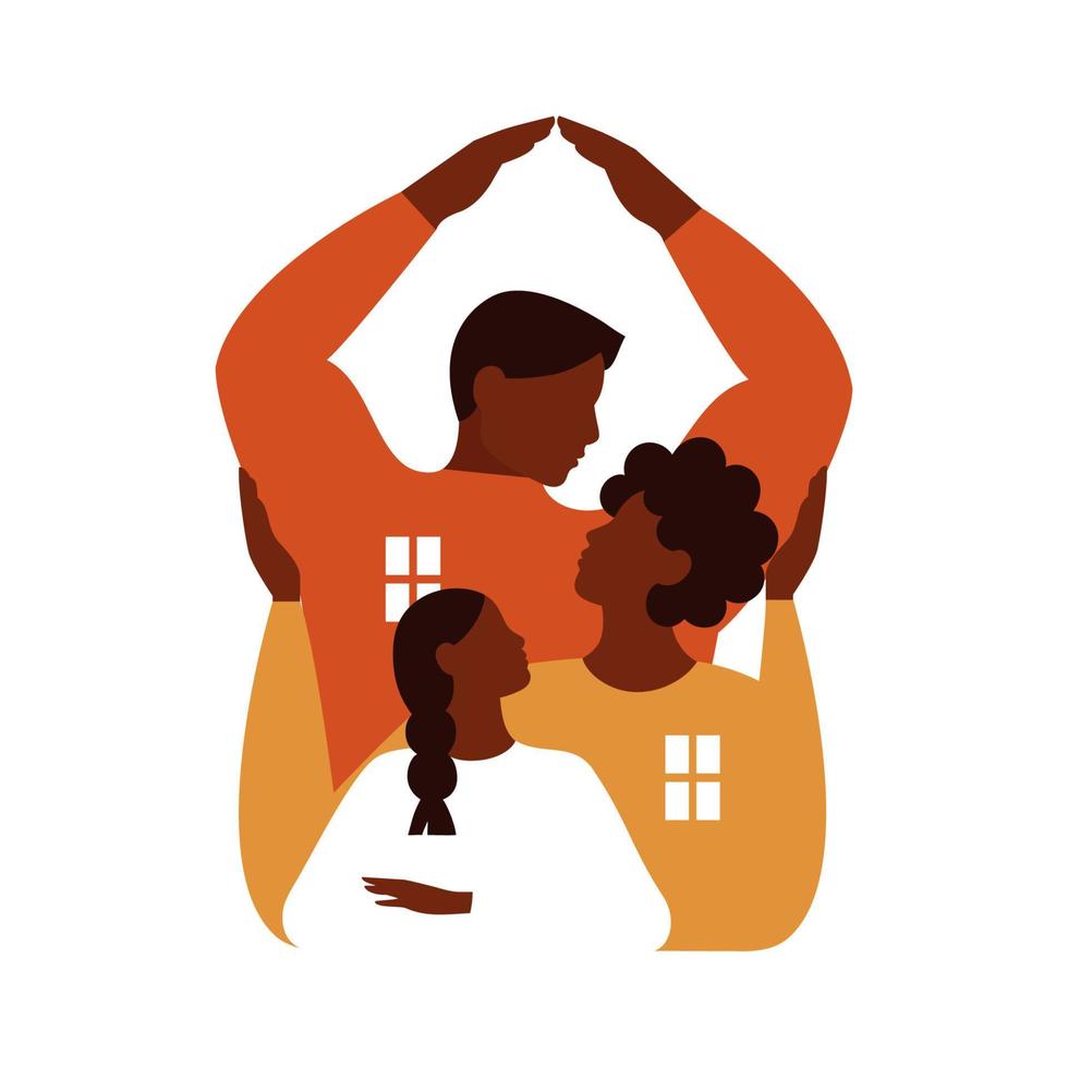 Home is people. Concept of love, support and care. Family supports each other. Vector flat illustration