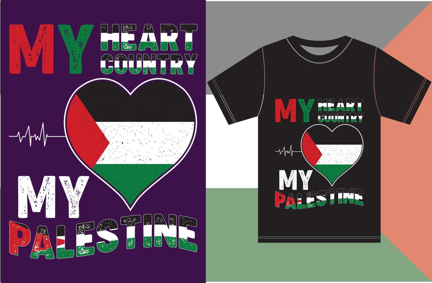 My Heart, My Country, My Palestine. Typography Vector Design