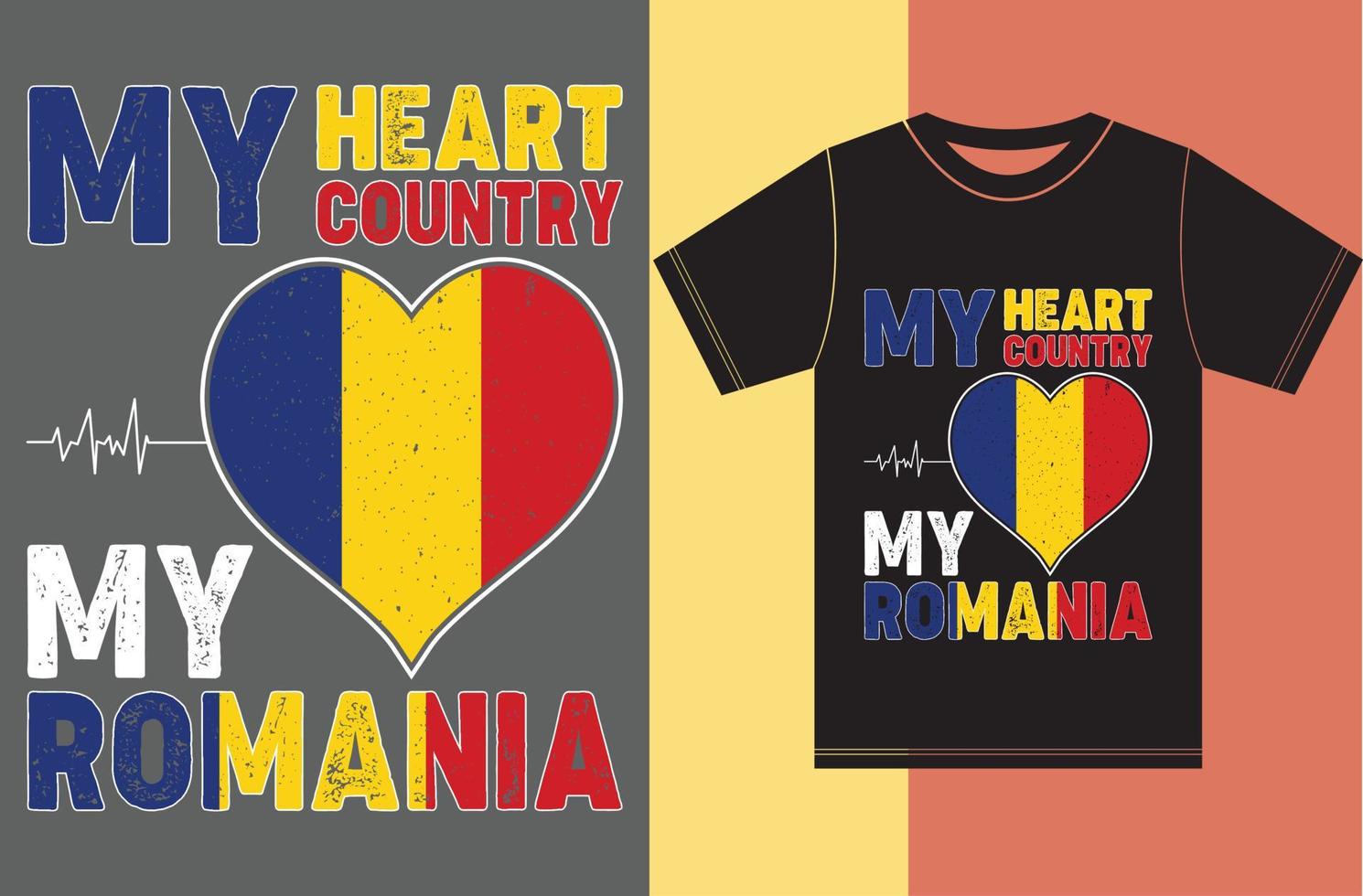 mi corazón, mi país, mi rumania. diseño vectorial de tipografía vector