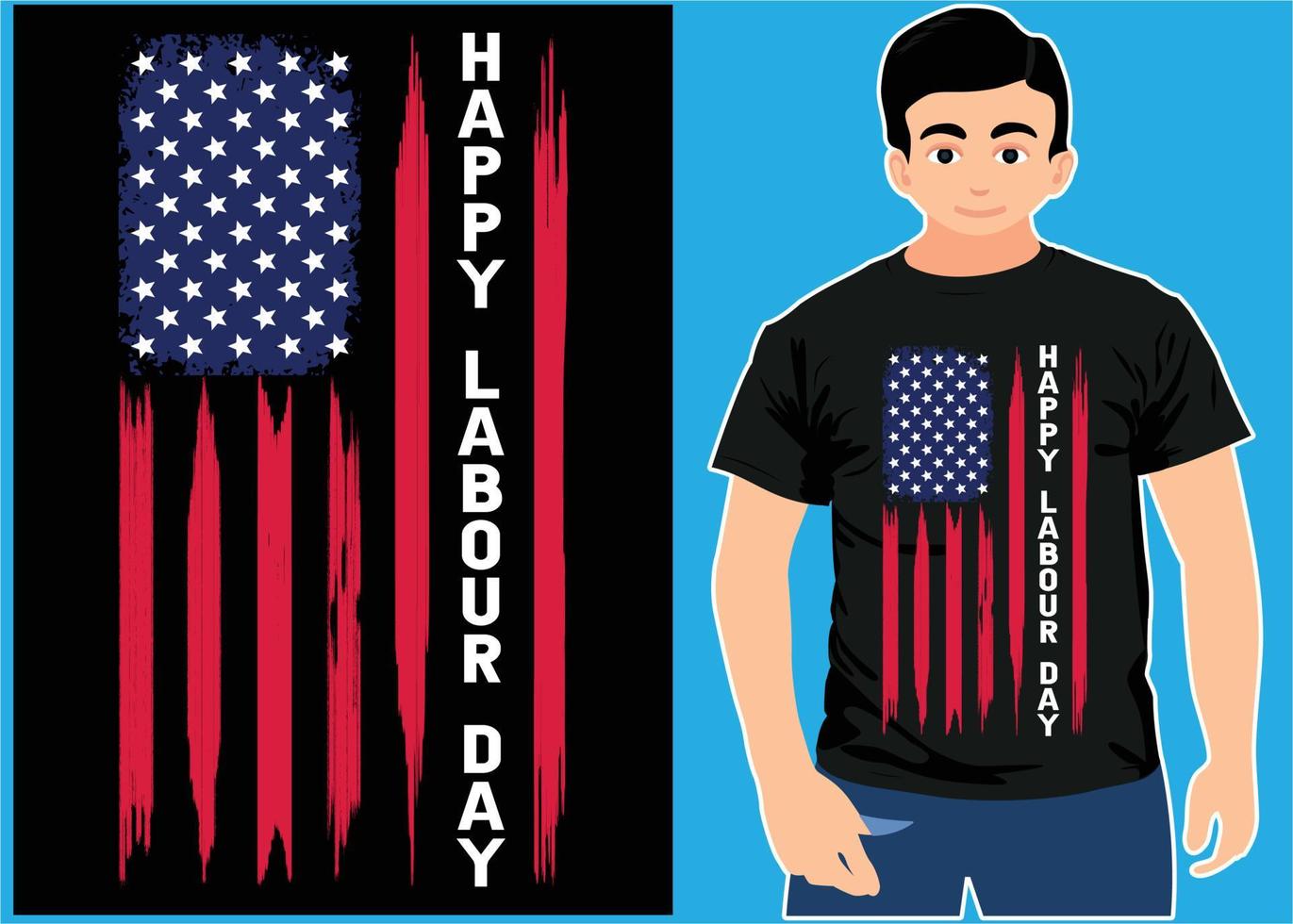 feliz día del trabajo con bandera americana. 1 de mayo día del trabajo. camisetas del día del trabajo. vector