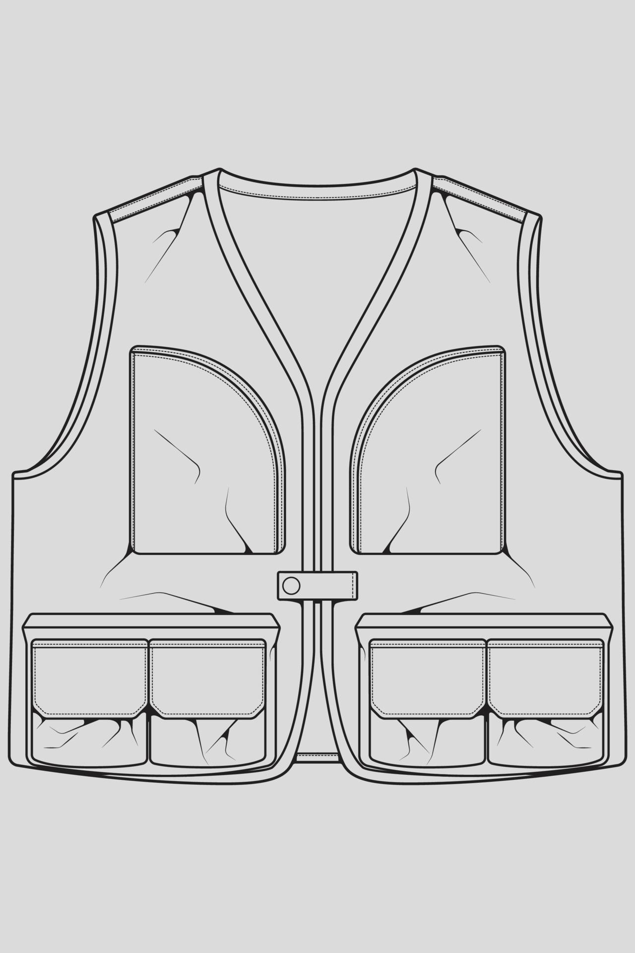 chest vest bag outline drawing vector, chest vest bag in a sketch style ...