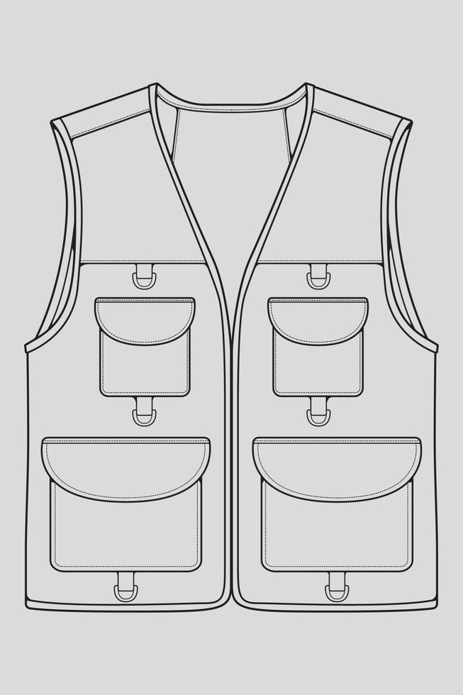 chest vest bag outline drawing vector, chest vest bag in a sketch style, trainers template outline, vector Illustration.