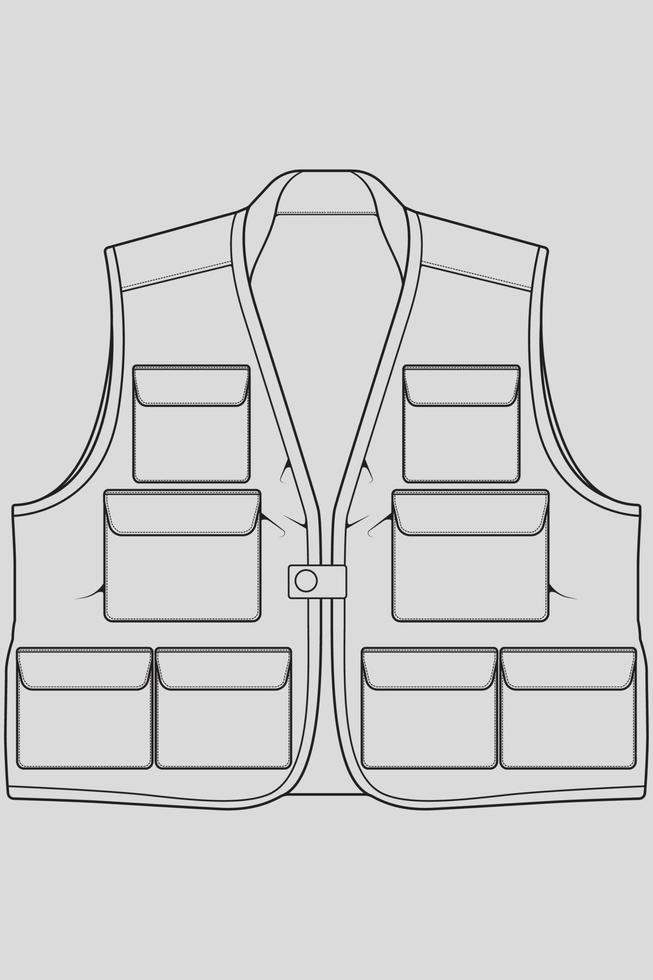 vector de dibujo de contorno de bolsa de chaleco de pecho, bolso de chaleco de pecho en un estilo de boceto, contorno de plantilla de entrenadores, ilustración vectorial.