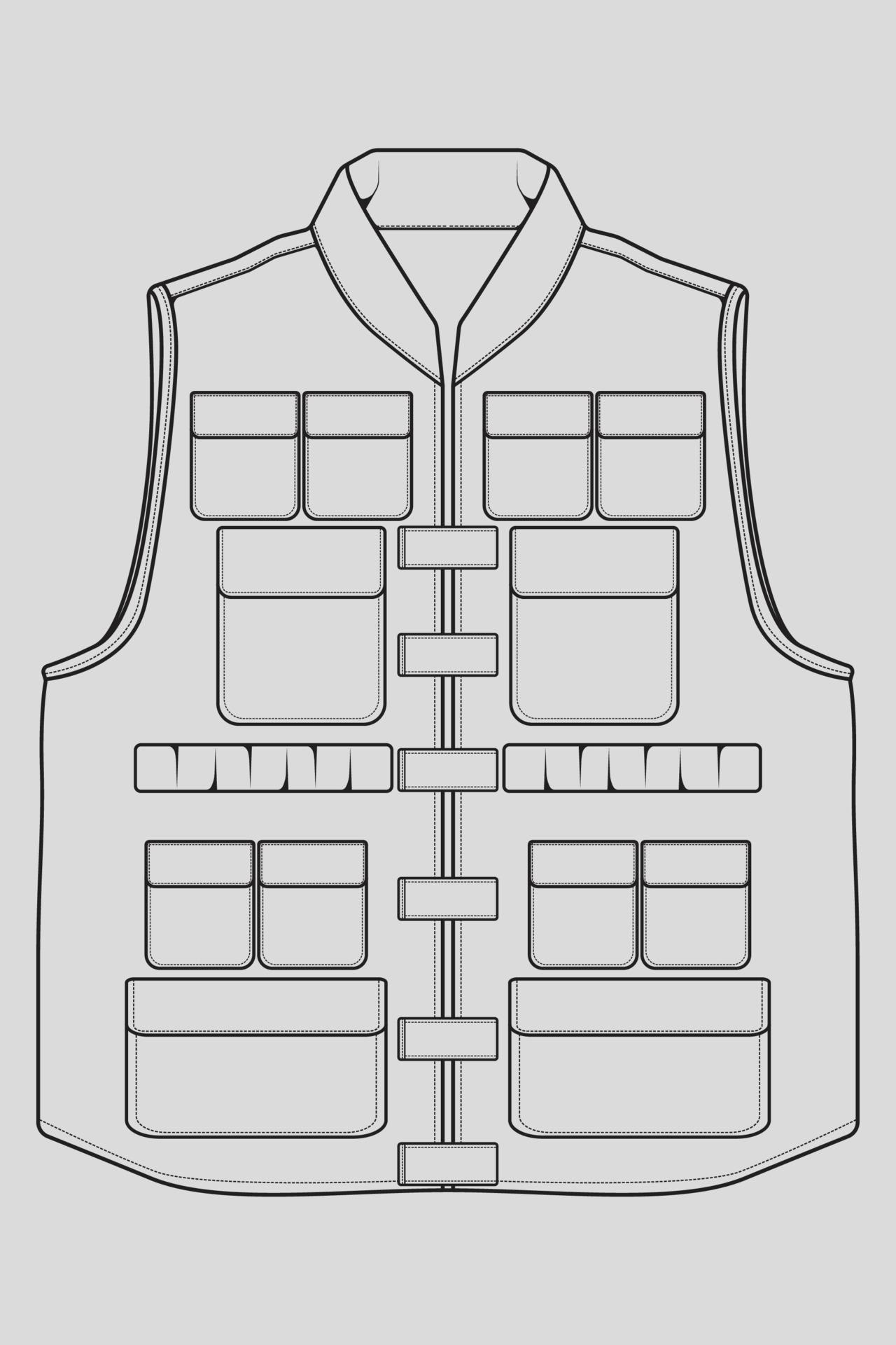 chest vest bag outline drawing vector, chest vest bag in a sketch style ...