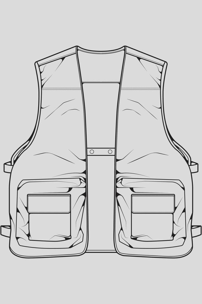 chest vest bag outline drawing vector, chest vest bag in a sketch style, trainers template outline, vector Illustration.