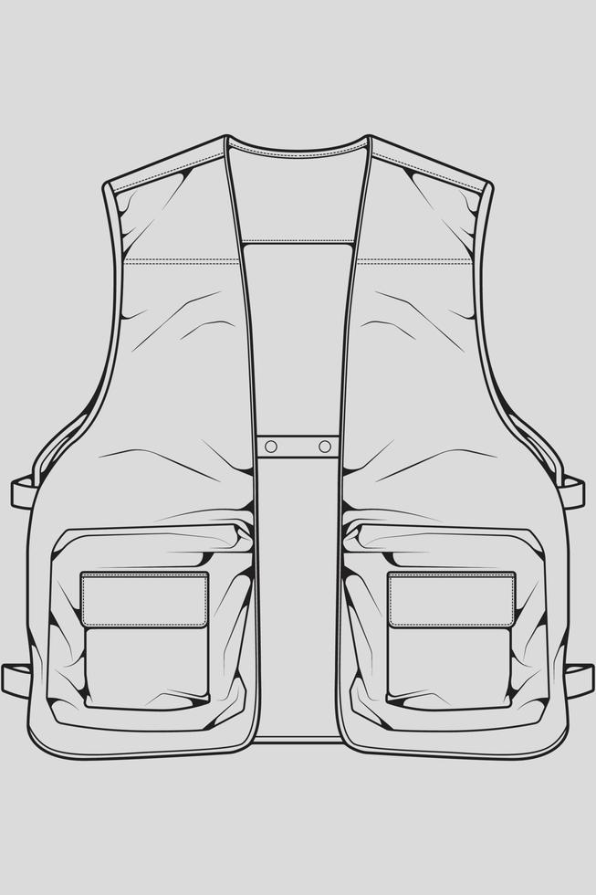 chest vest bag outline drawing vector, chest vest bag in a sketch style ...