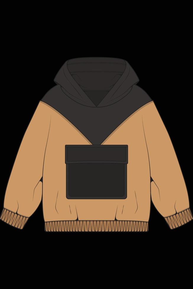 chaqueta con capucha de gran tamaño para colorear vector de dibujo, chaqueta con capucha de gran tamaño, chaqueta con capucha de plantilla de entrenadores, ilustración vectorial.