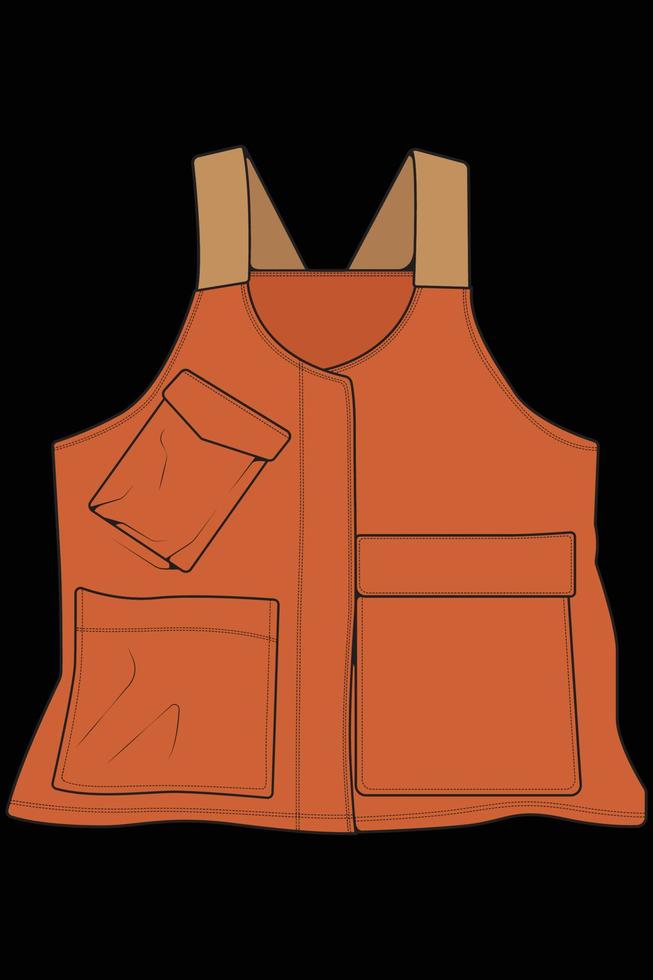 vector de coloración de bolsa de chaleco de pecho, bolsa de chaleco de pecho en un estilo de boceto, ilustración vectorial.