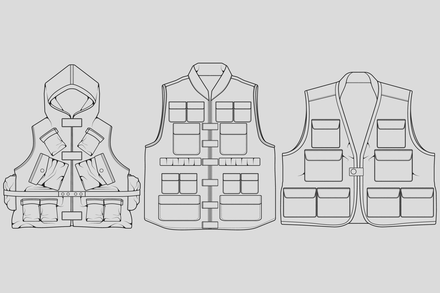 Set of chest vest bag outline drawing vector, chest vest bag in a sketch style, trainers template outline, vector Illustration.