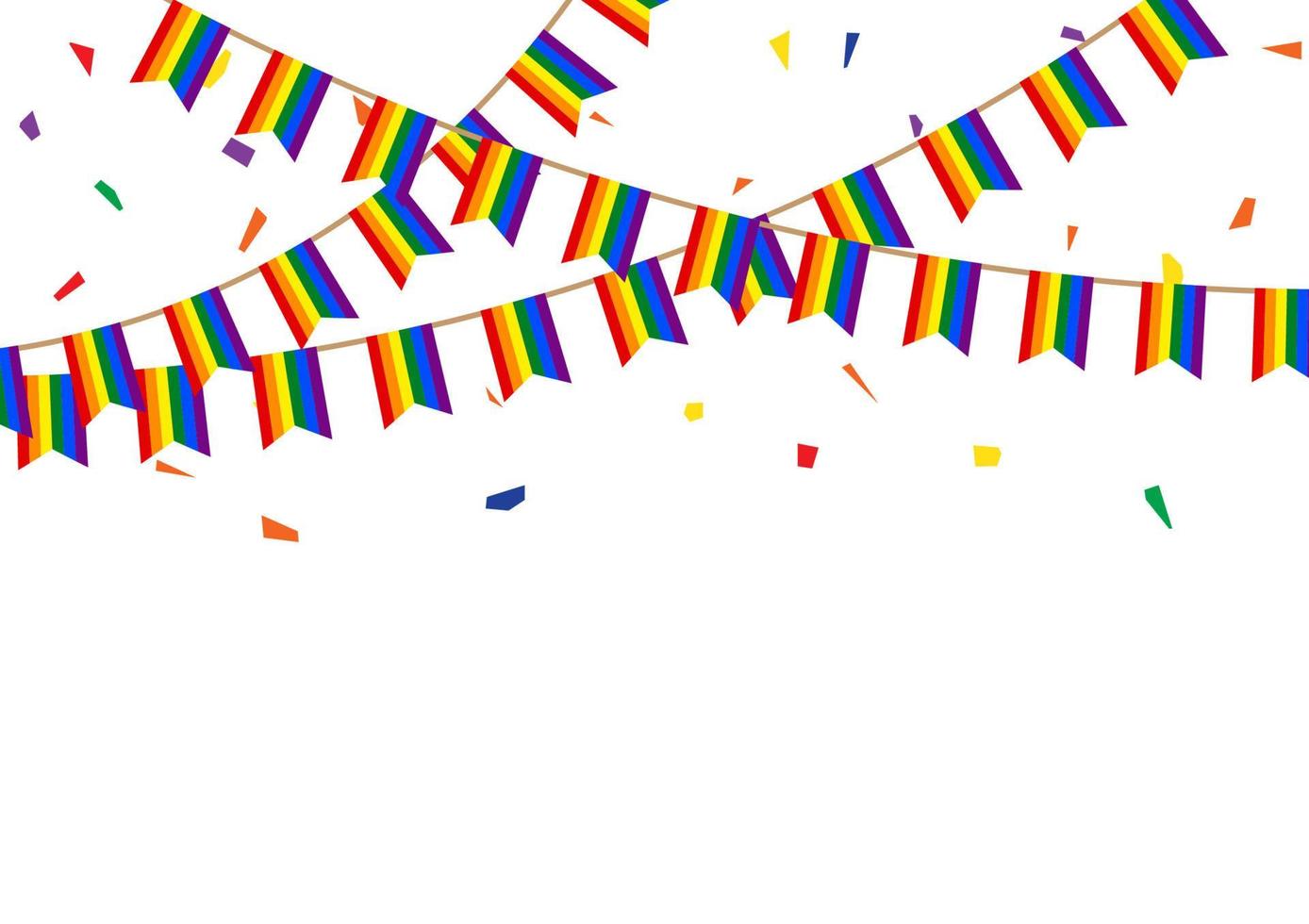 Rainbow bunting flags isolated on white background vector