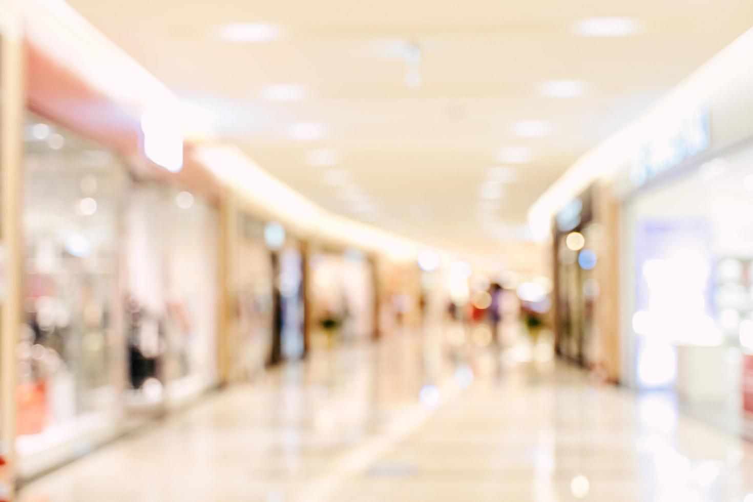 Luxury department store shopping mall interior, abstract defocused blur with bokeh background, concept of shopping seasons design. photo