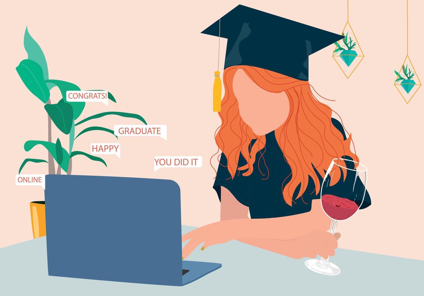 Virtual graduation ceremony vector