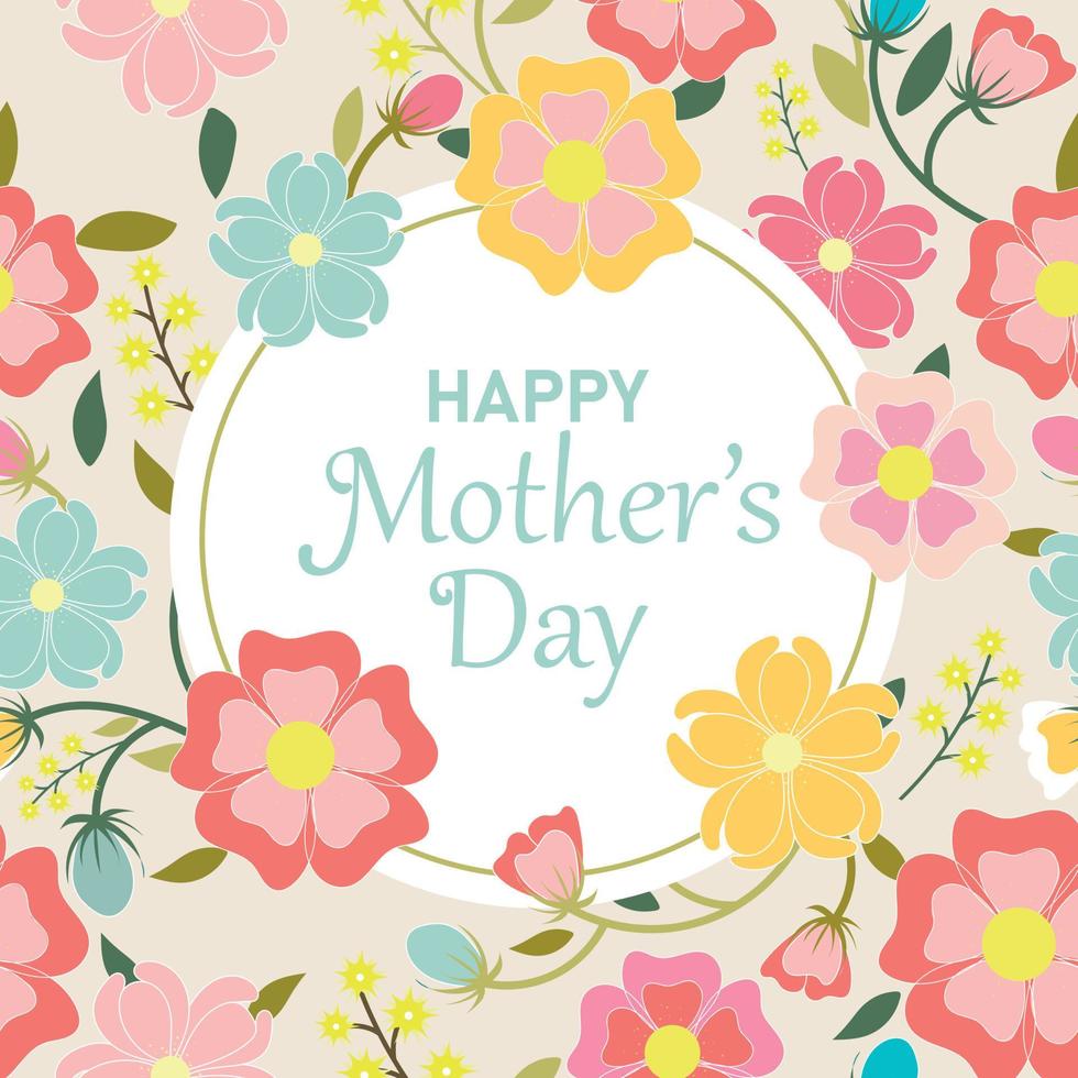 Happy Mother's Day Holiday Handwriting Background with flowers vector