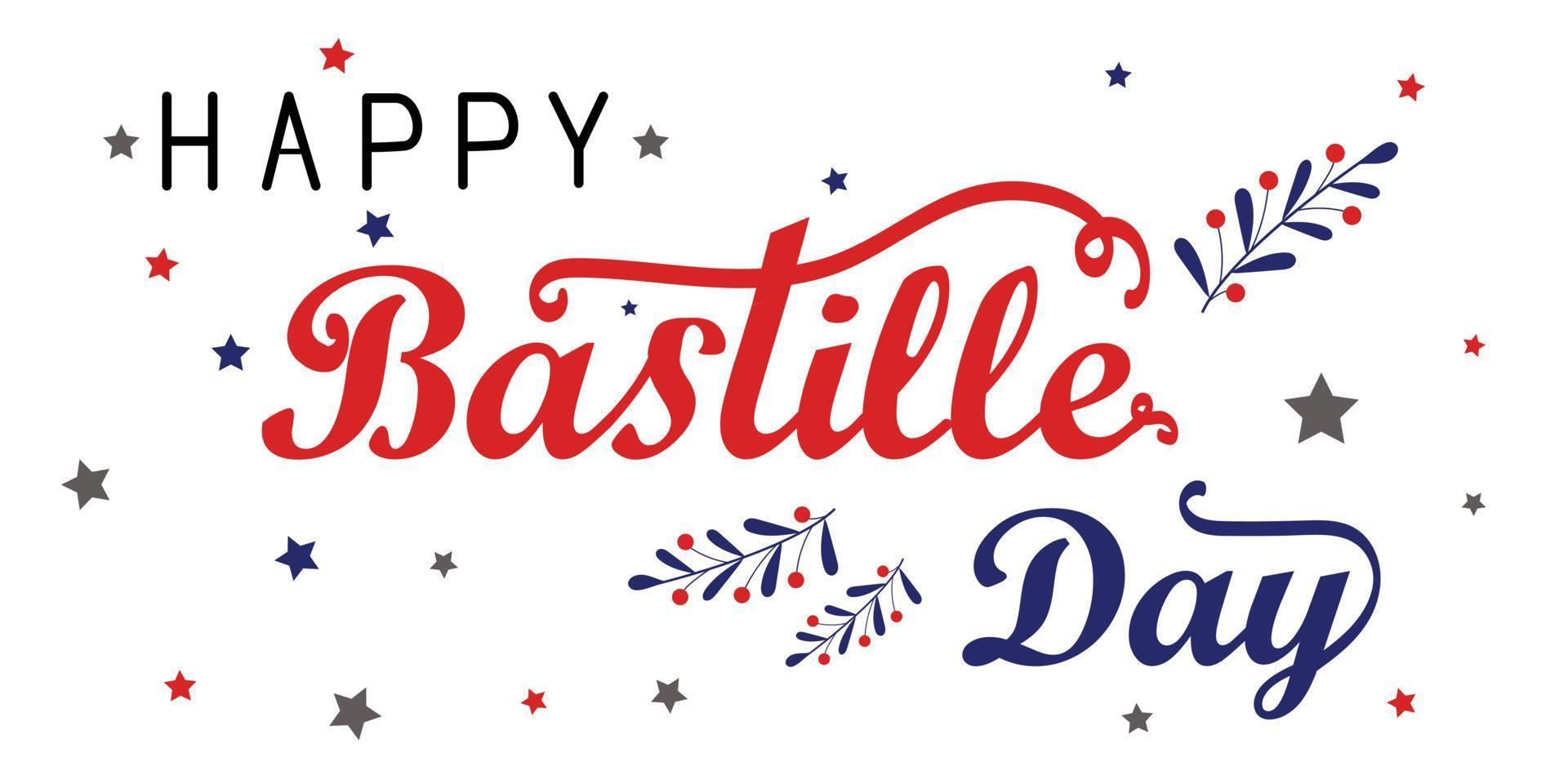 Happy Bastille Day lettering vector