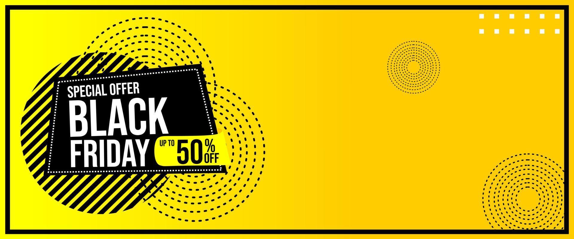 banner publicitario de viernes negro sobre fondo amarillo en blanco. diseño para sitio web y publicidad vector