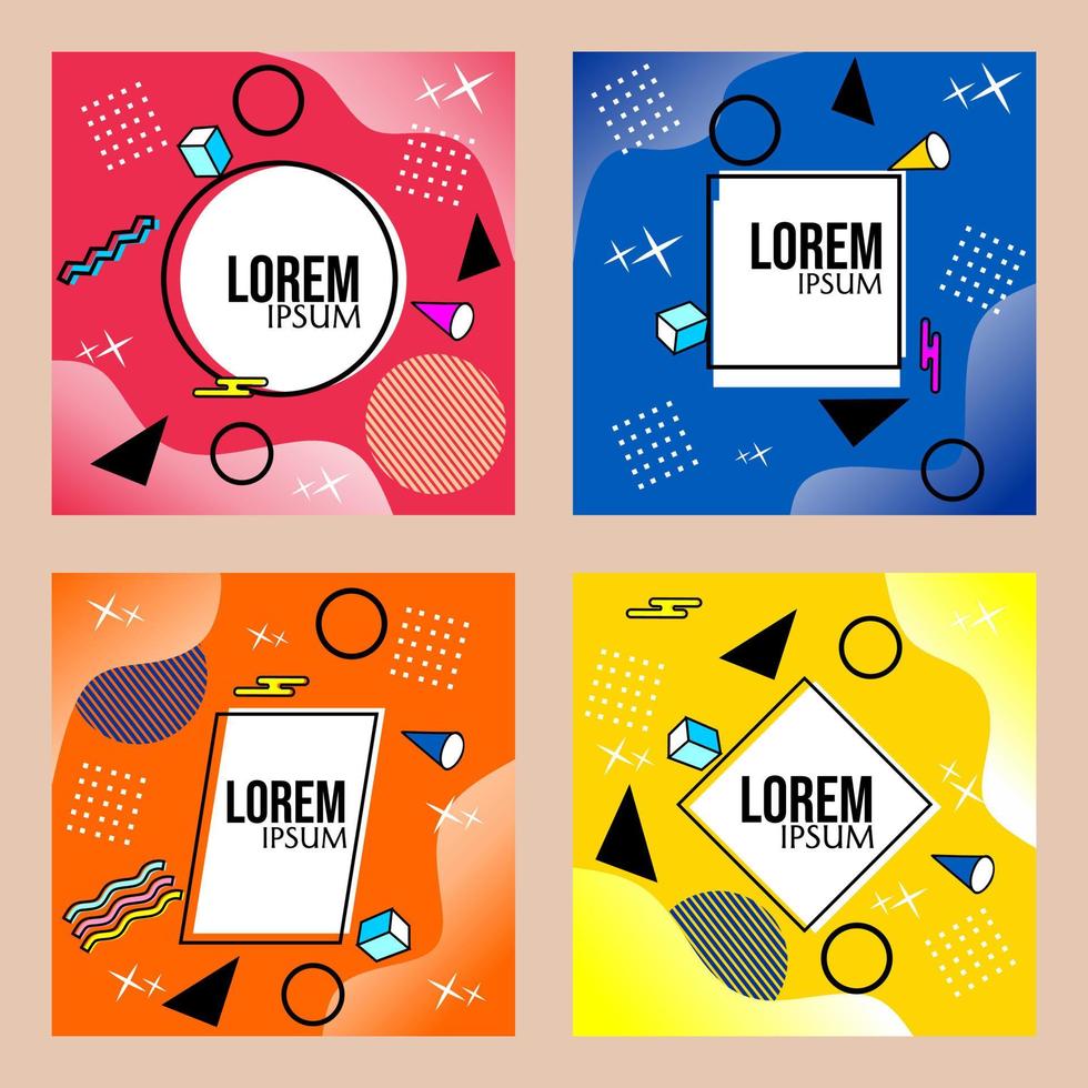 modern and colorful memphis style social media post background. used for promotional design vector