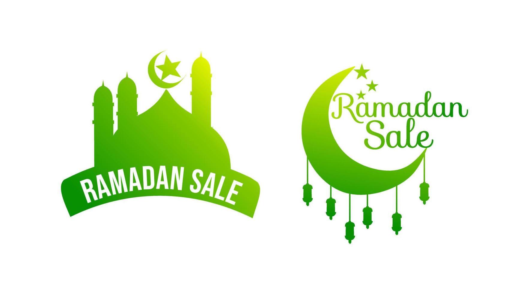ramadan theme advertising badge on green background. star moon ornament vector