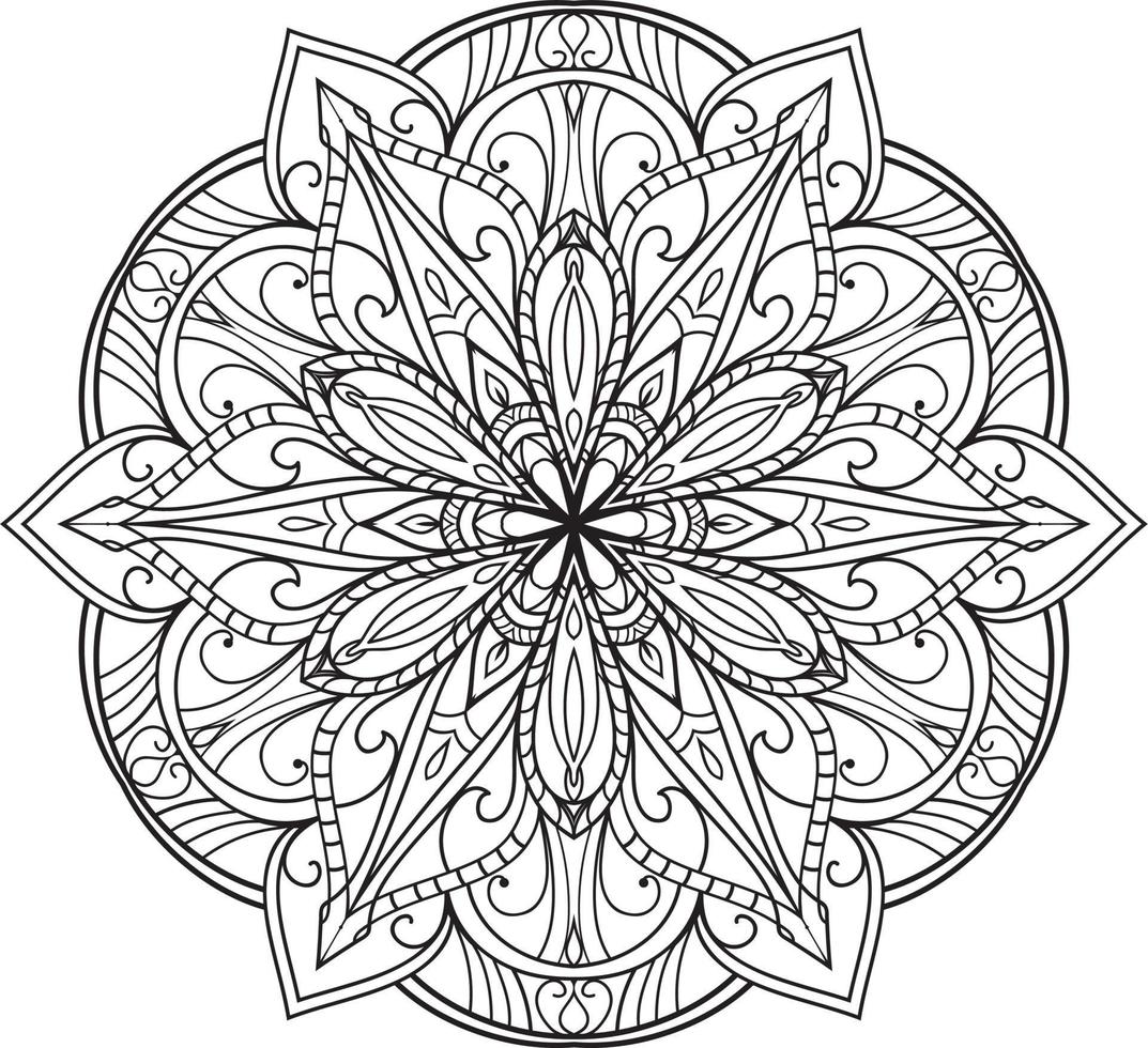 Circular Flower Mandala on White Free Vector