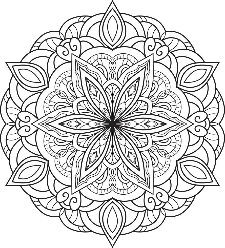 Flower Mandala in black and white background Free Vector