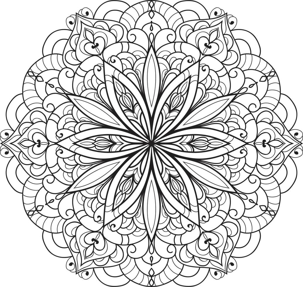 vector libre de flor de mandala de círculo blanco y negro