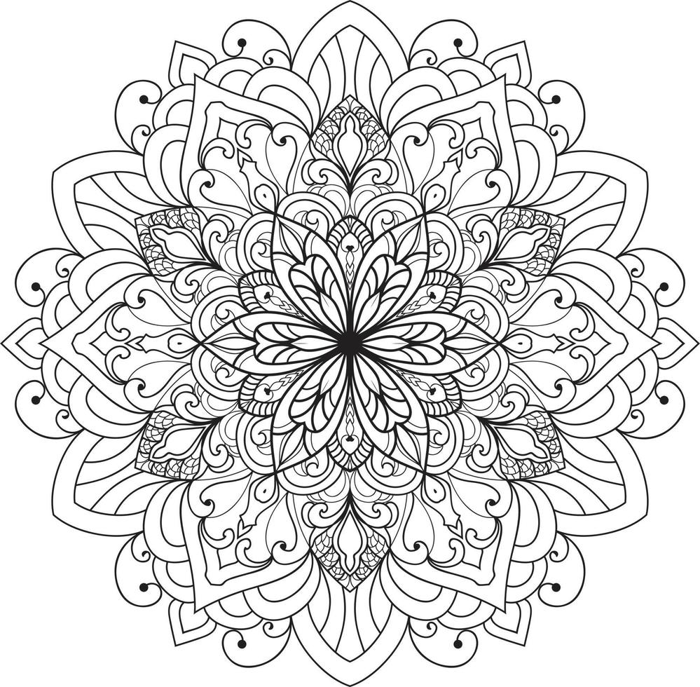 Flower Mandala in black and white background Free Vector