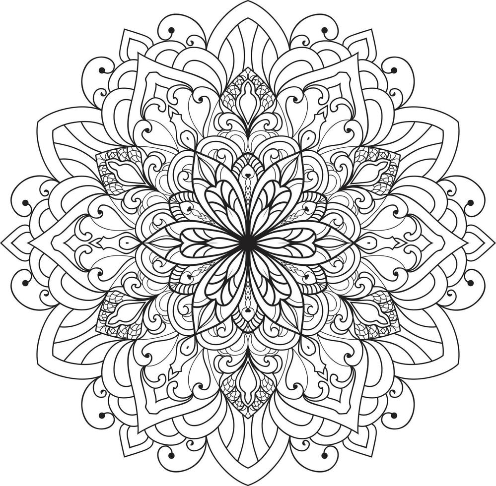 flor mandala en fondo blanco y negro vector libre