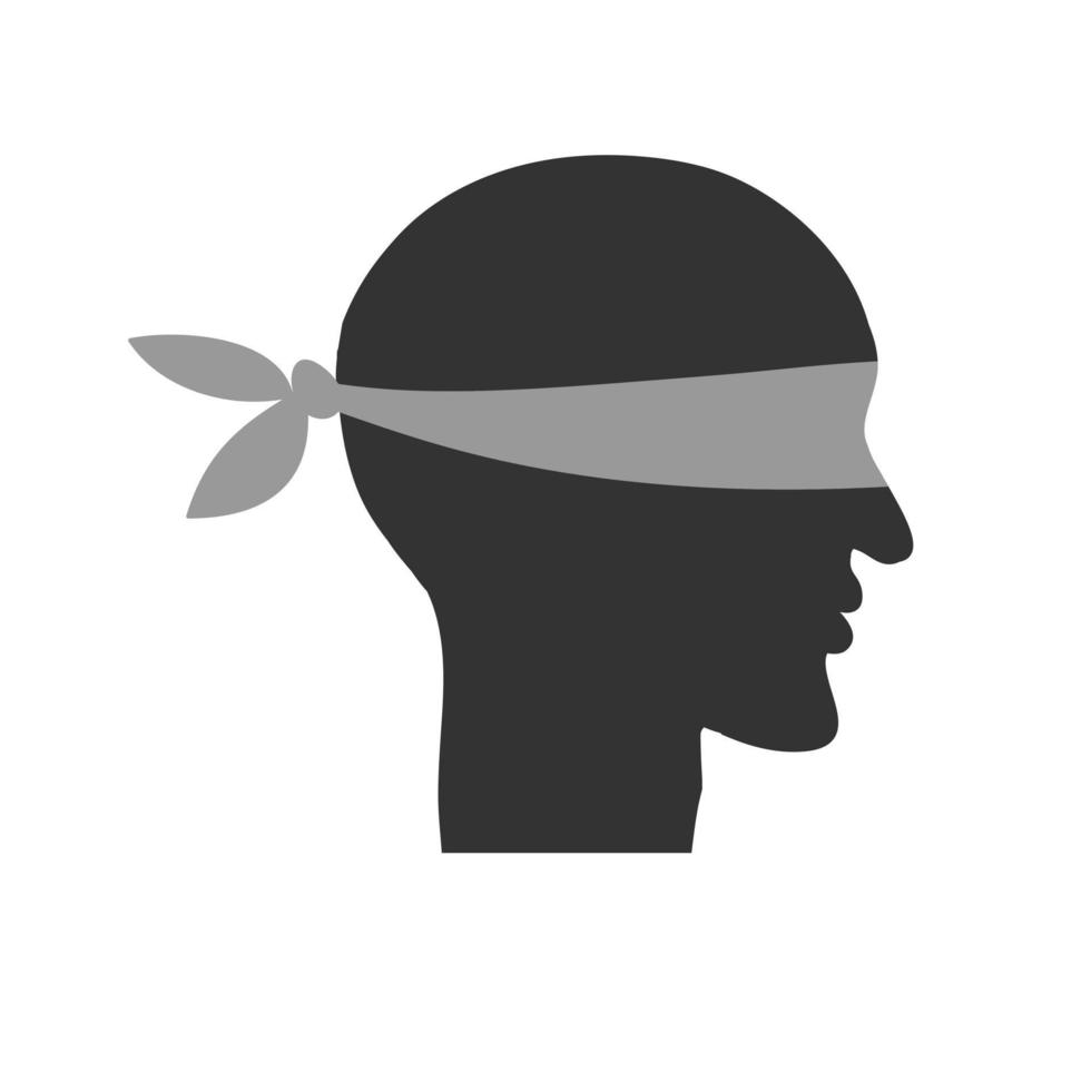 The head of a blindfolded man. vector