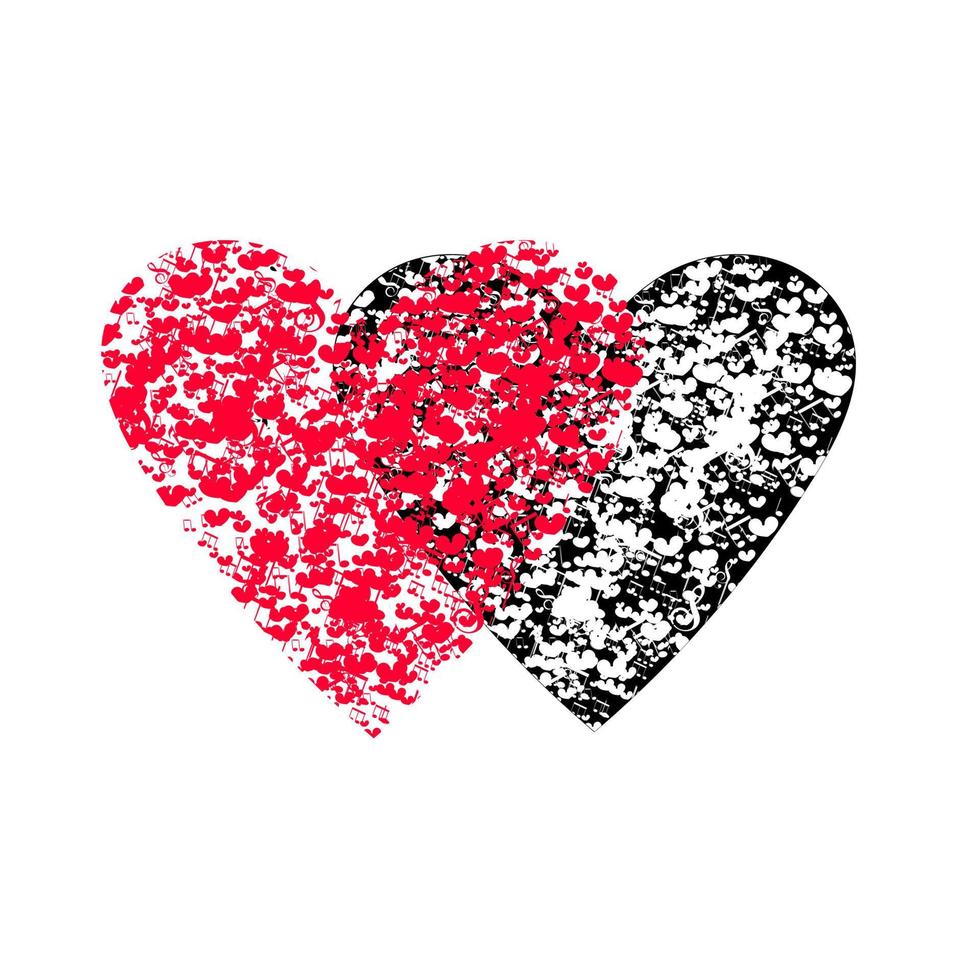 Valentine card, two hearts on white background vector