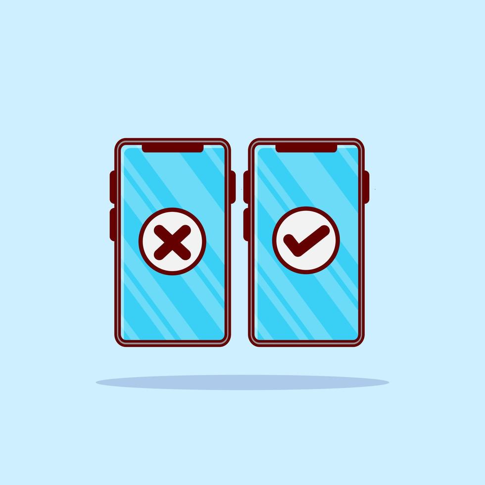 Accept and decline phone icon cartoon illustration vector