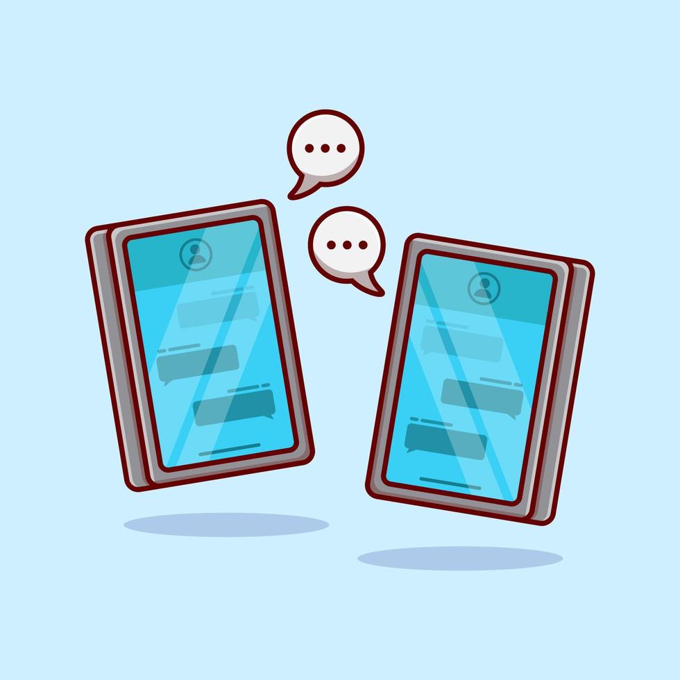 ilustración de dos teléfonos celulares que se comunican entre sí por chat vector