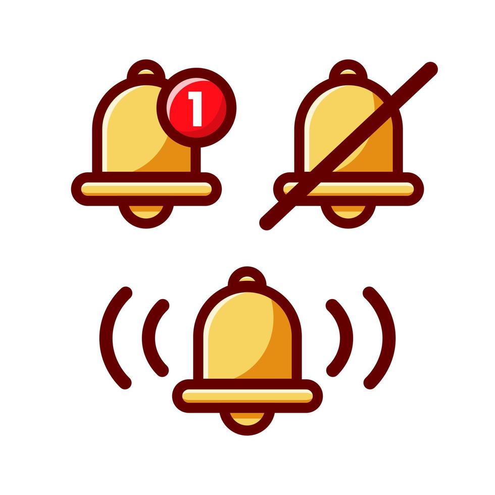 Notification bell flat cartoon illustration vector