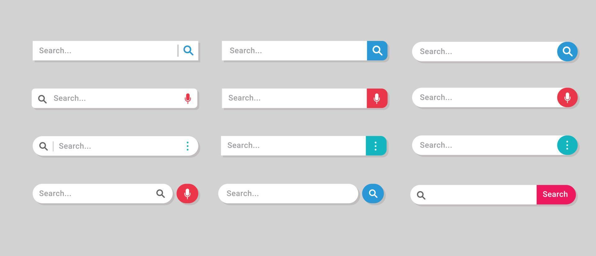 Set of Search Bar. Search Address and navigation bar icon template. vector