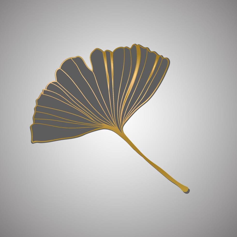 ilustración vectorial de la hoja de ginkgo biloba. diseño de arte de línea de tinta vector