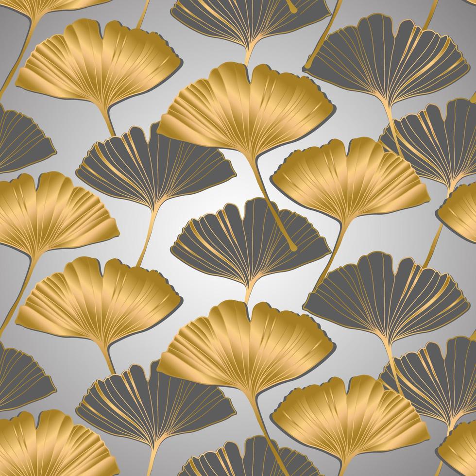 pancarta vectorial de la hoja de ginkgo biloba. diseño de arte de línea de tinta. hojas de ginkgo biloba. patrón sin costuras vector