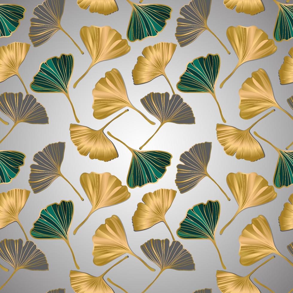 Vector banner of ginkgo biloba leaf. ink line art design. Ginkgo Biloba leaves. Seamless Pattern.