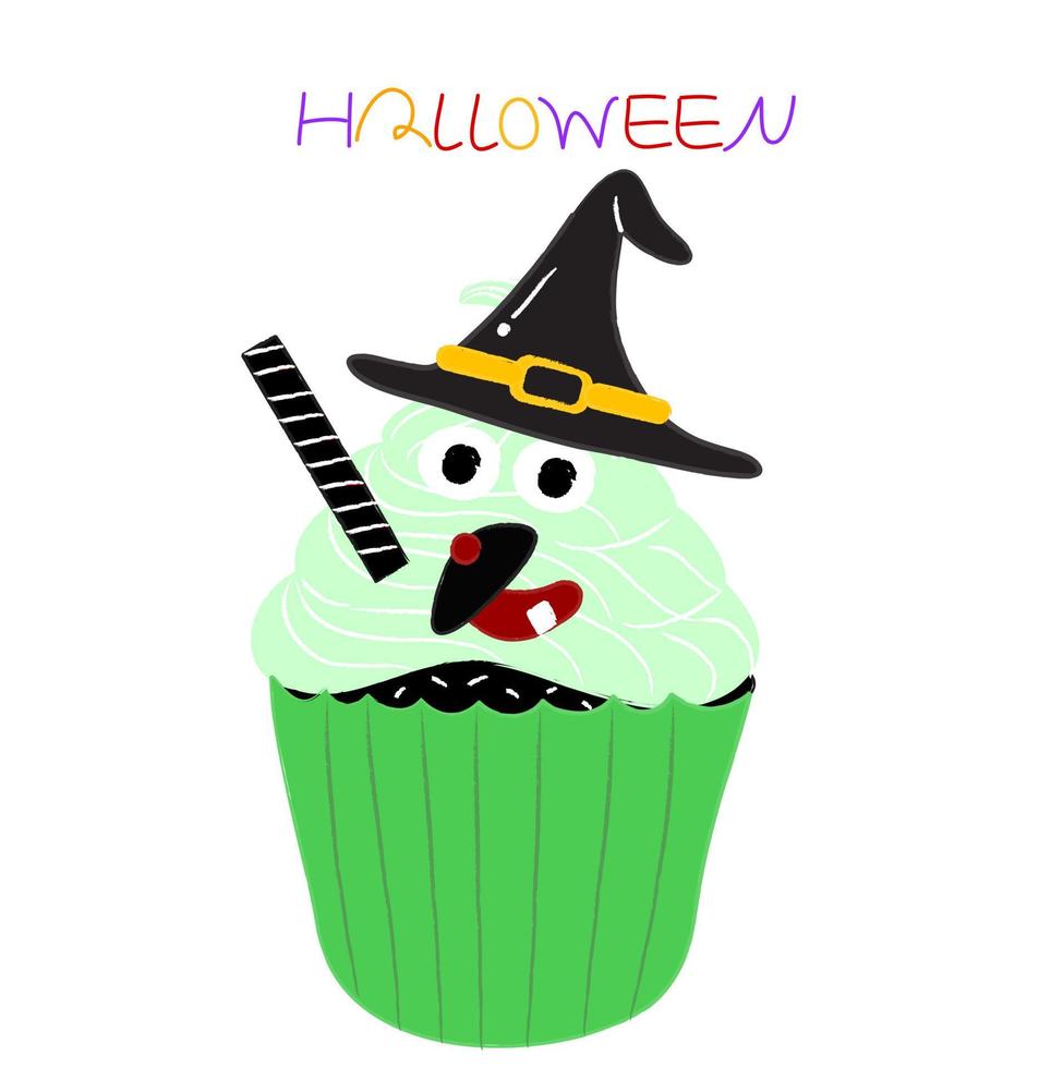 Halloween cup cake vector