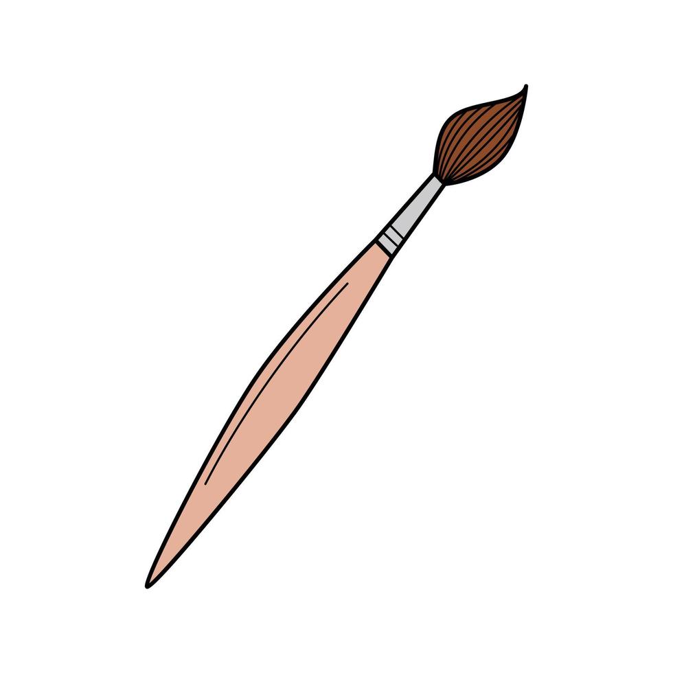 A brush for drawing, a tool for art. School item. Doodle. Hand-drawn Colorful vector illustration. Design elements are isolated on a white background