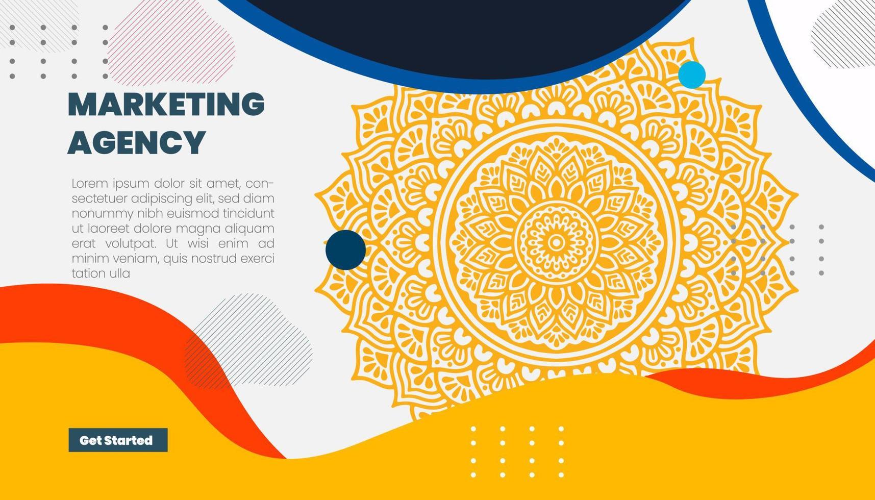 Fondo adornado de mandala para agencia de marketing vector