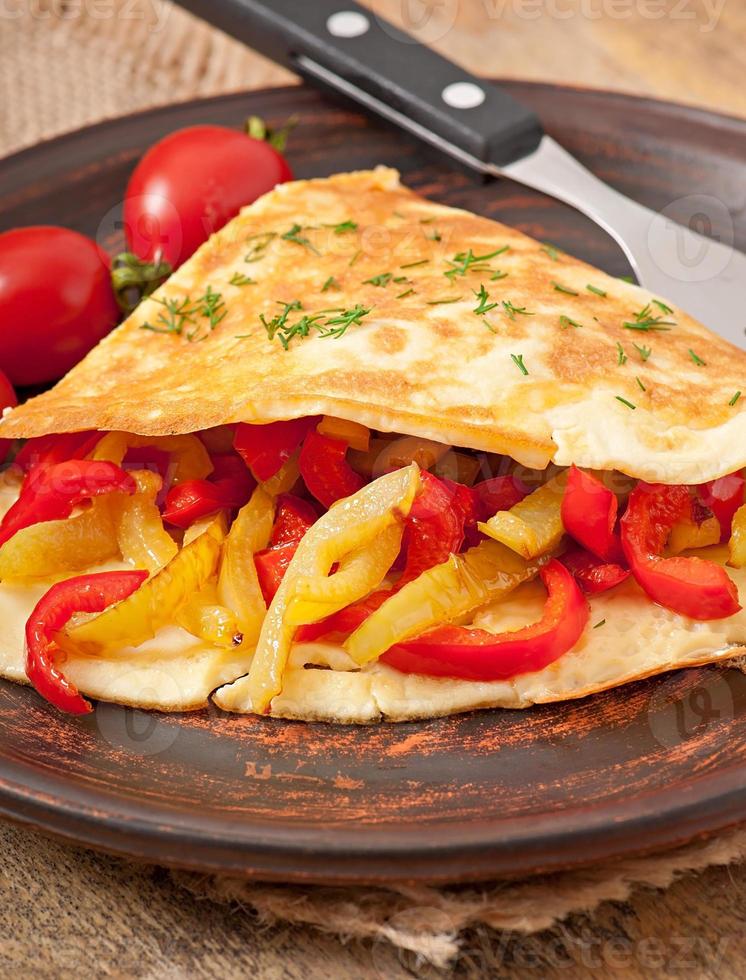 omelet with roasted peppers photo