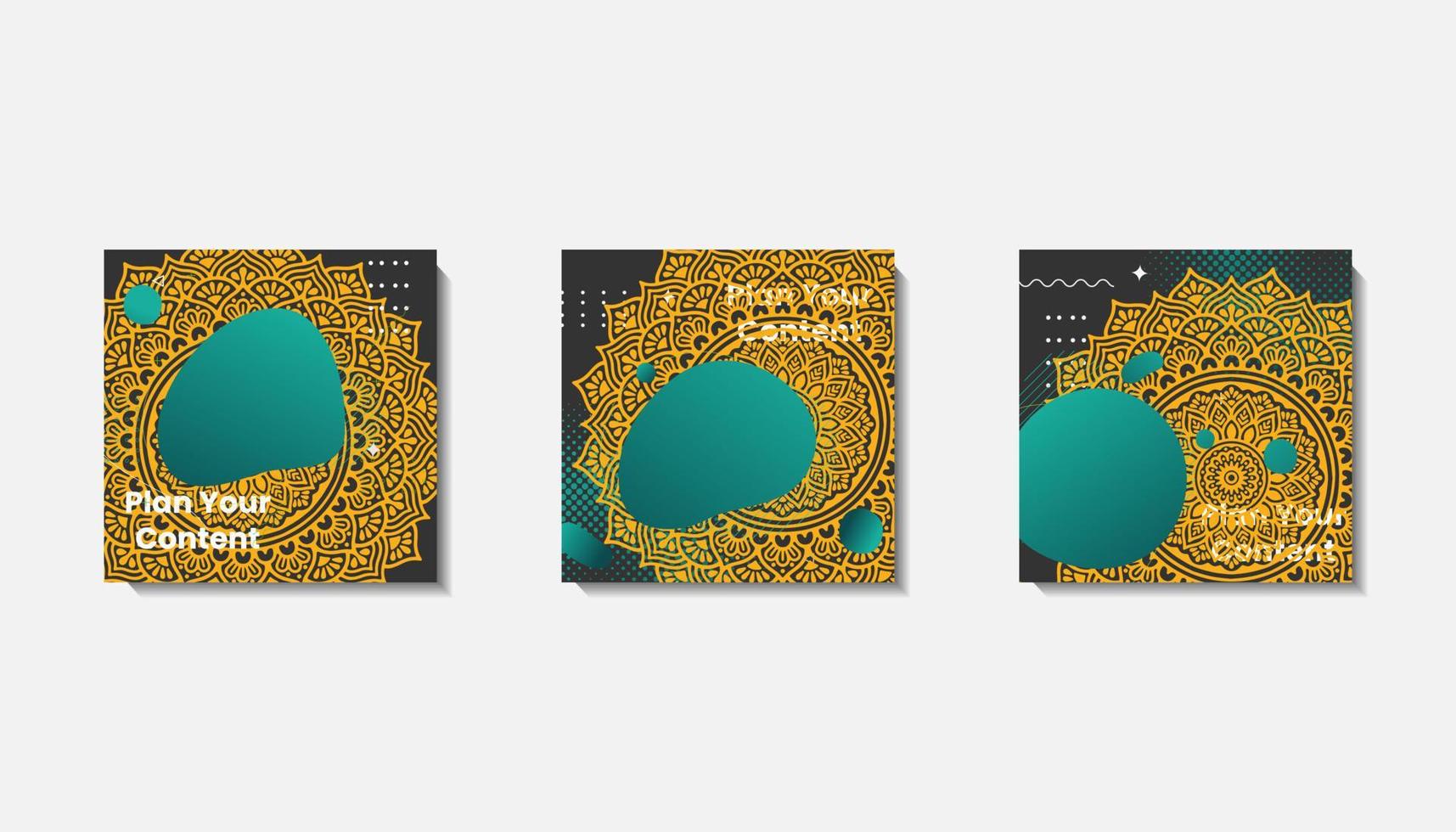 Social media post template for eid greetings or wish with moon design, Eid celebration social media post with mandala and lanterns vector design