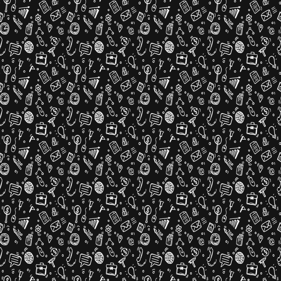 seamless pattern with business set icons. Doodle vector with business icons on black background.Vintage business icons,sweet elements background for your project