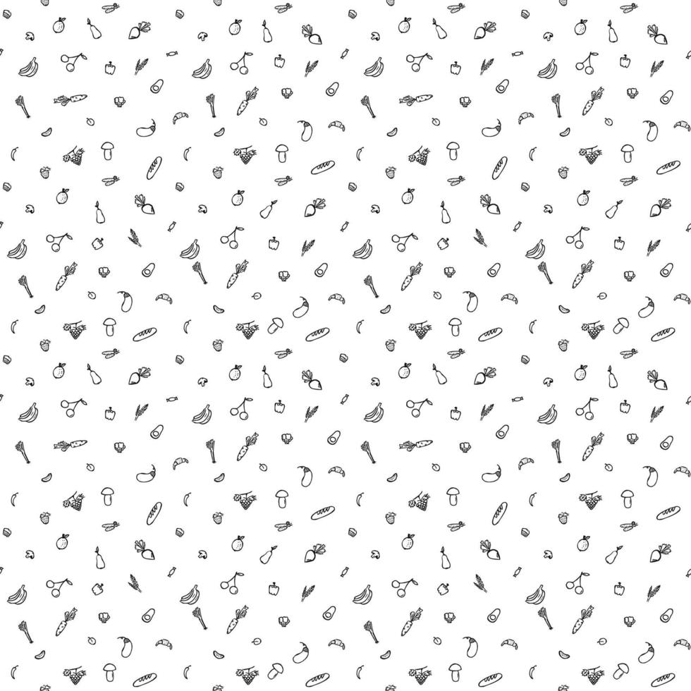 seamless vegetarian food pattern.Doodle vector with vegetarian food icons on white background.Vintage food icons,sweet elements background for menu, cafe shop.