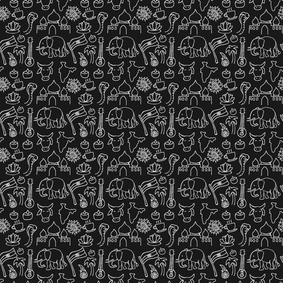 Indian vector icons. seamless pattern with doodle indian icons. you can use this as a background for a wedding card or greeting card